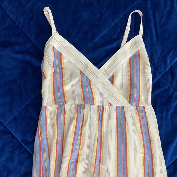 Edgewater Drive White + Multi-Colored Pastel Striped Spring / Summer Maxi Dress - Picture 3 of 5